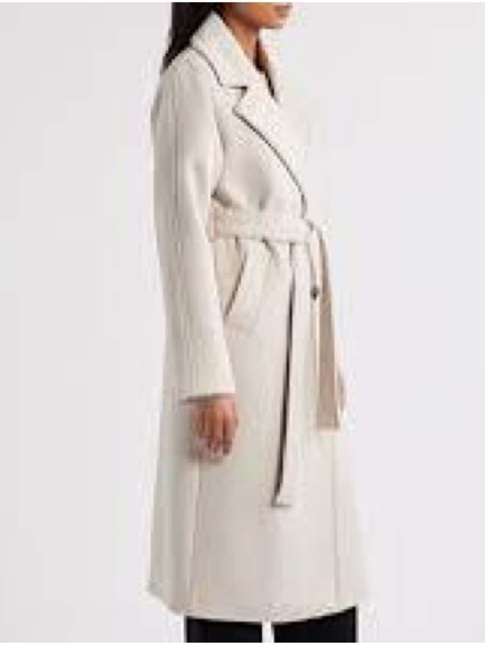 Pilgrim Off-White Belted Wool-Blend Trench Coat Midi Sz. 6 NEW